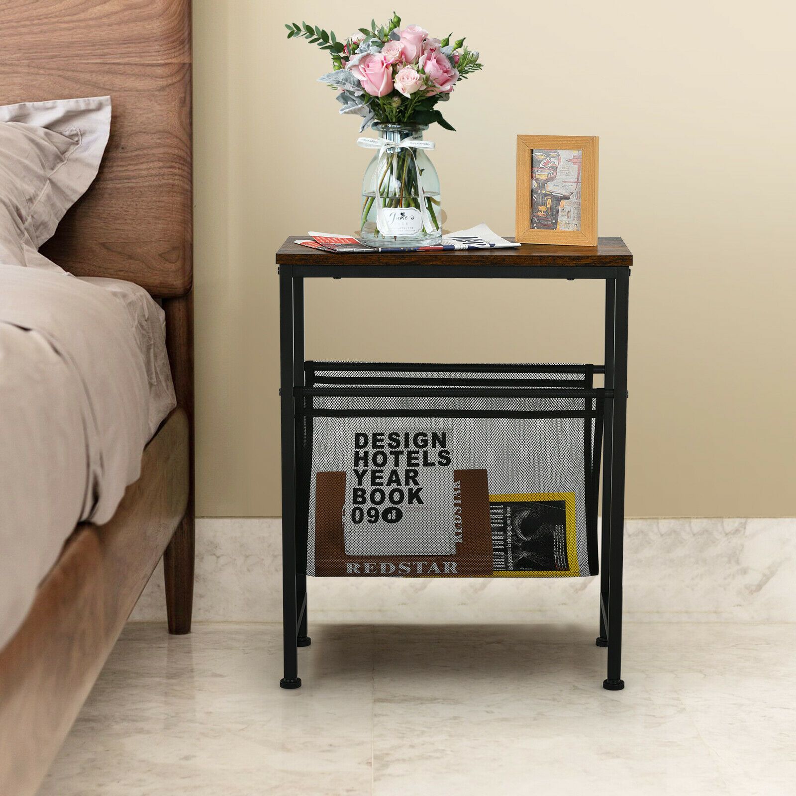 2-Tier Narrow Sofa Side End Table Laptop Stand